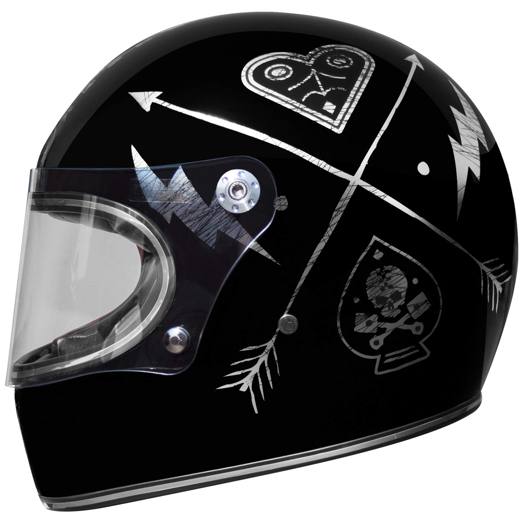 Premier Trophy Nx Silver Chromed Motorcycle Helmet, Black/Grey, L